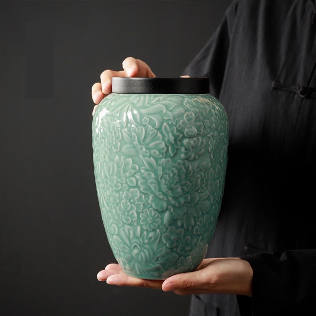 Contenitore per Barattoli Creativo serbatoio di stoccaggio del tè sfuso in ceramica goffrata a mano Grande serbatoio sigillato Serbatoio sigillato for cereali da caffè for uso domestico Barattoli Port