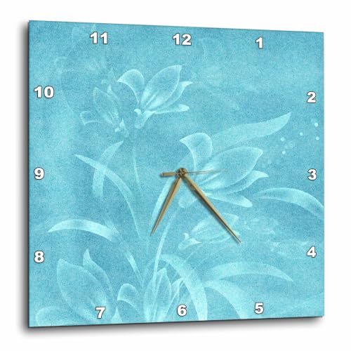 3dRose Pretty Cream Flower Overlay On Aqua 15x15 Wall Clock