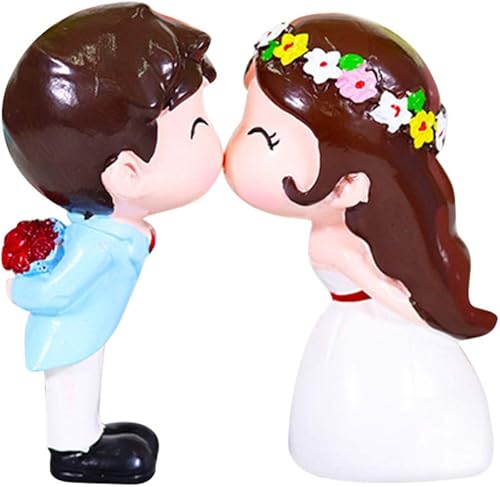 Homoyoyo Magdalena 1 par de figuras miniatura para parejas, muñecas de pareja de besos, mini resina para niños y niñas, muñecas de boda para