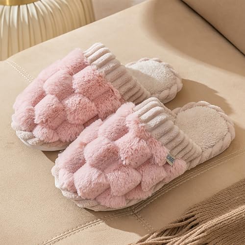 Checkered Slippers for Women Men Indoor Warm Cozy Winter Fuzzy Slippers Plush Plaid Home Bedroom House Shoes Non-Slip2
