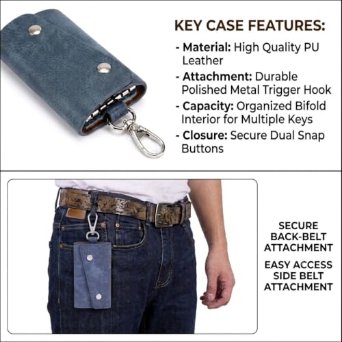 Image of Leather Key Pouch Keychain for Men & Women - Key Holder Wallet with Key Ring | Compact Key Organizer Case for Car Keys, House Keys & Coins | Small Leather Key Wallet Pouch