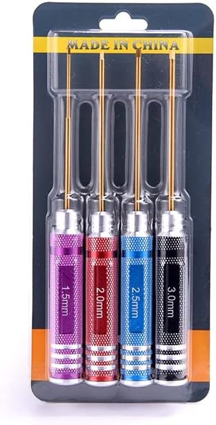 4Pcs/set Titanium Plating 1.5mm 2mm 2.5mm 3mm Hexagon Screwdriver Screw Driver Tool Kit for RC Model Car Boat Airplane - (Color: YZ-B025)