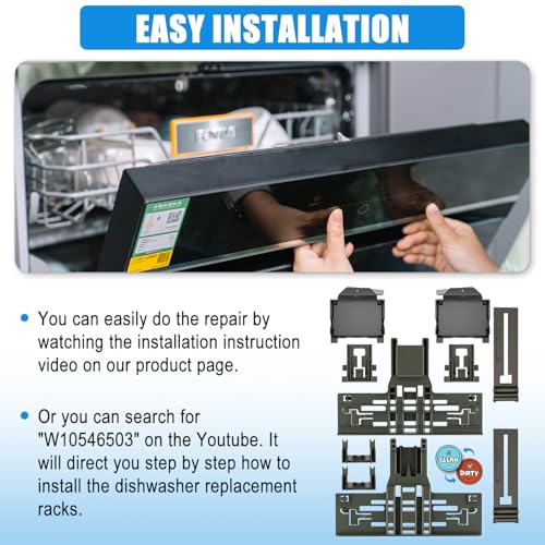 Upgraded WPW10546503 W10546503 Dishwasher Upper Rack Adjuster Assembly & W10195372/3 Dishrack Adjuster Housing for Kitchenaid Dishwasher Parts KDTE334GPS0 KDFE104HPS0 Top Rack Adjuster, 10Packs - Thumbnail 6