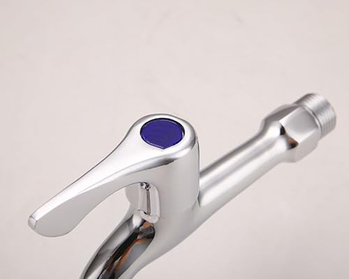 Miniatura 5 de Grifo de latón montado en la pared para lavabo de agua fría, fregona para estanques, grifos de jardín, cromado