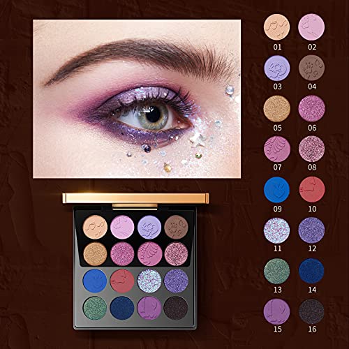 Zeesea The British Museum Egypt Collection Eyeshadow Shimmer Matte Glitter 16 Colors Eyeshadow Palette (#09 Crystal Skull) #TOP2