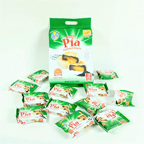Banh Pia Pia Cake Lava Custard Hopia Cake Tan Hue Vien - Saigon Gourmet, Black Sesame, 16.8 Oz, [Pack of 1]