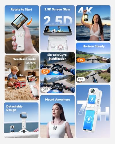 Image of SJCAM C400 4K Underwater Vlogging Camera,6-Axis Gyro + EIS,7H Recording | Remote control handle,154 Wide Angle,2.29'' Touch Screen,30M Waterproof, 5G WiFi, 64GB Card, POV Cam for YouTube,for travel
