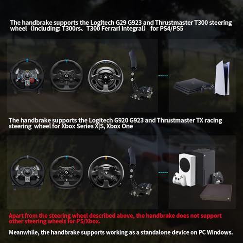 Image of HCXLELD Sim Racing Handbrake, G29 G923 T300 Racing Wheel Compatible with PS4 /PS5, G920 G923 TX Racing Wheel Compatible with XBOX Series X /S, XBOX One, and included table clamp