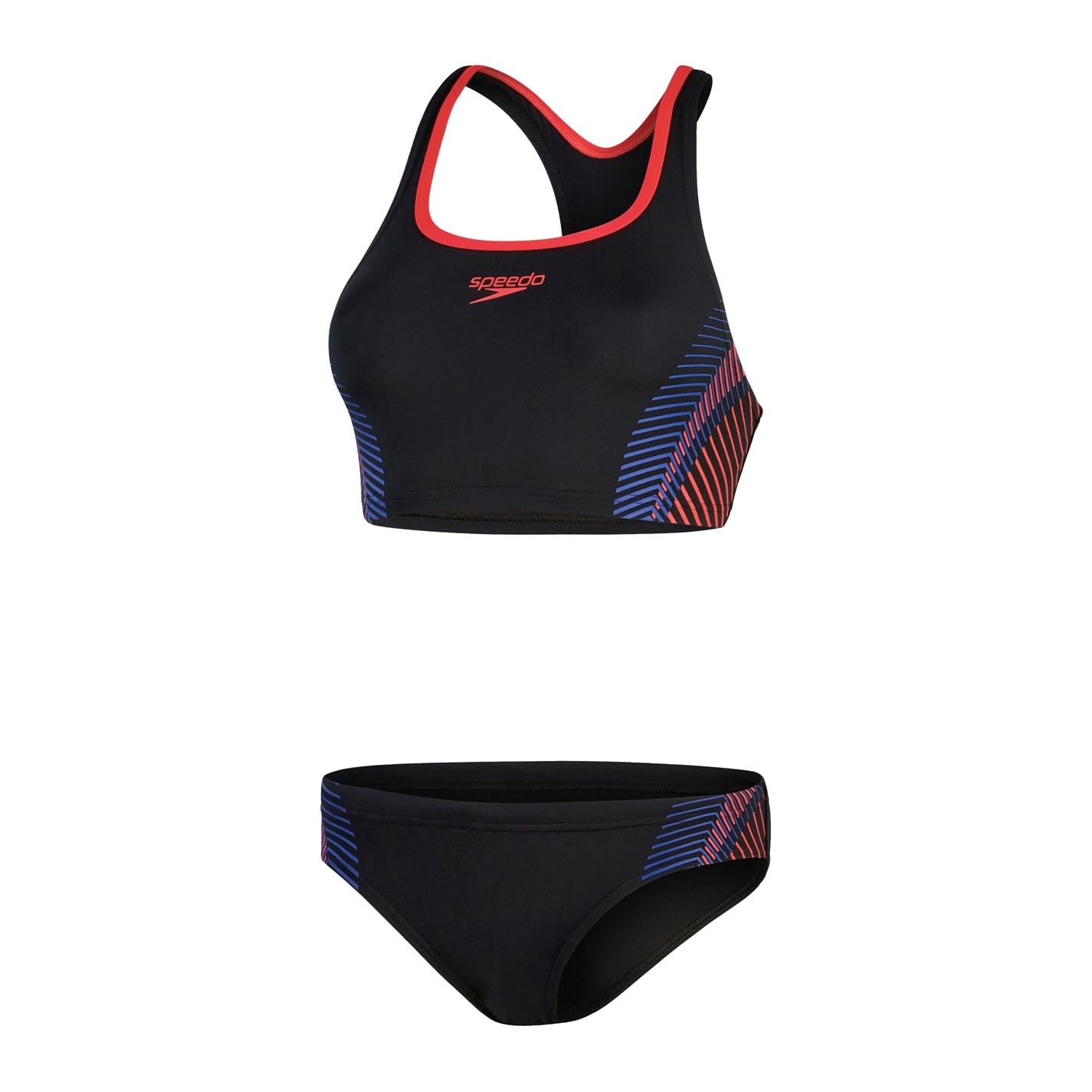 Speedo Costume da bagno da donna Placement 2 pezzi nero rosso costume da bagno