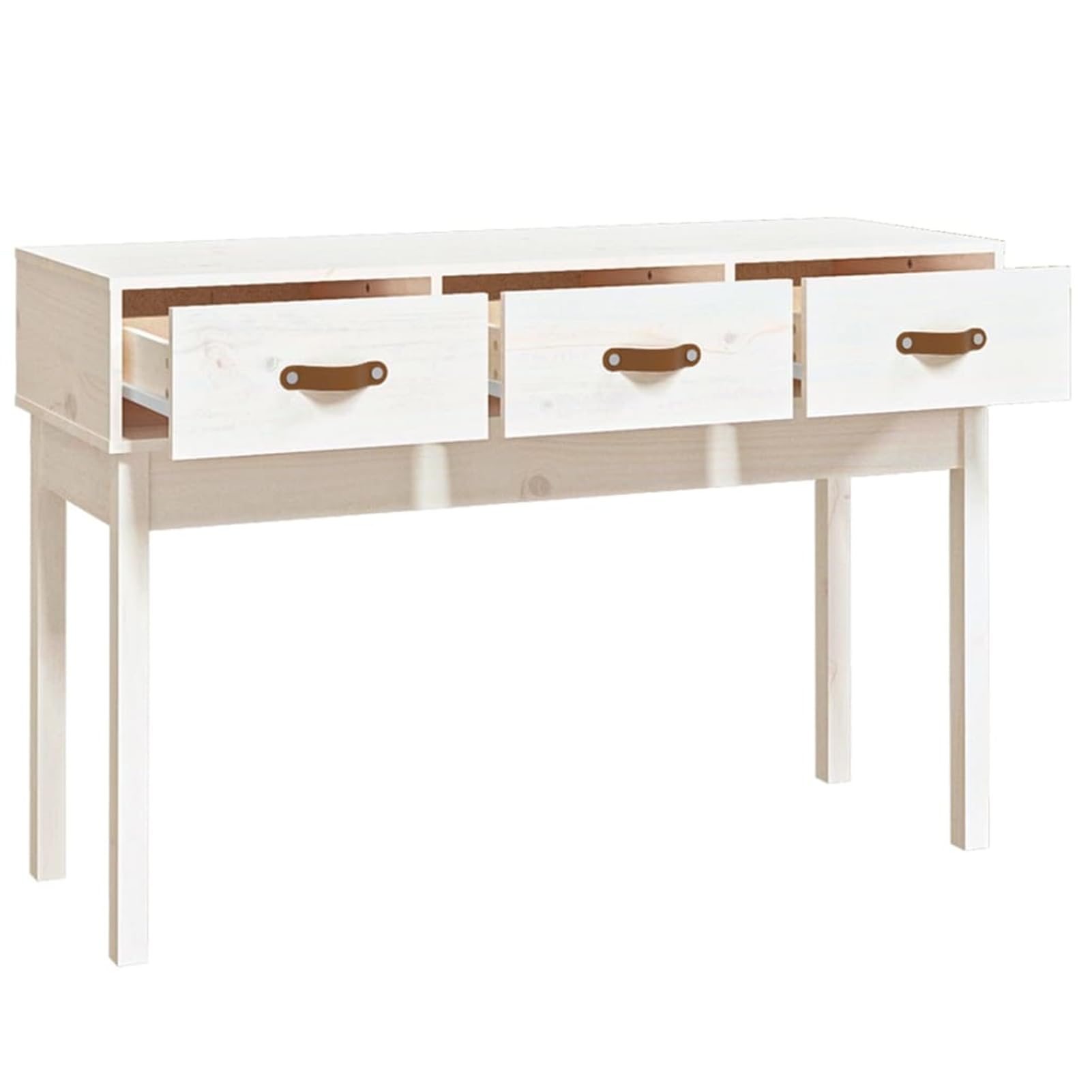 Homgoday Mesa Consola de Madera Maciza de Pino Blanco 114x40x75 cm Mesas auxiliares de salón,Mesa Consola Recibidor Mueble de Entrada Estrecha Clásica