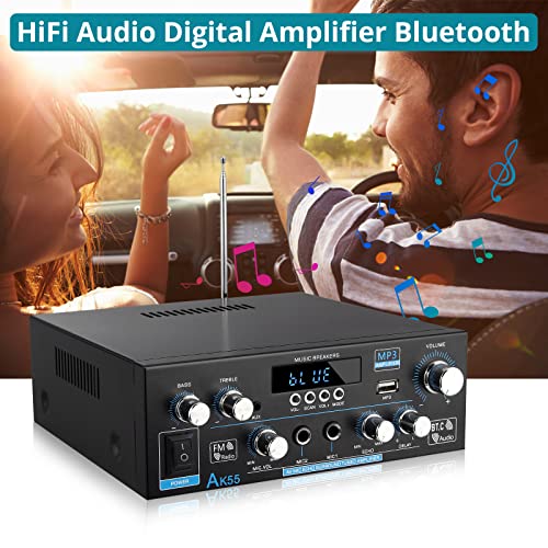 image for Wireless Bluetooth 5.0 Stereo Audio Amplifier, EKLEVOR AK-55 70Wx 2 Po