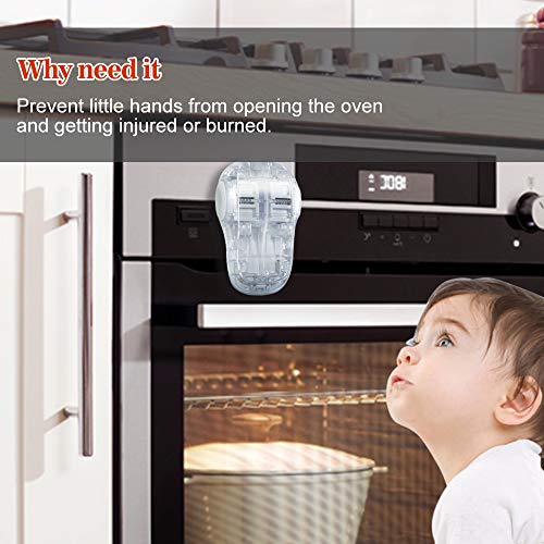 Eudemon Child Safety Heat-Resistant Oven Door Lock, Oven Front Lock For Kids Easy To Install, Use 3M Adhesive,No Screws Or Drill (Clear-White) #TOP1