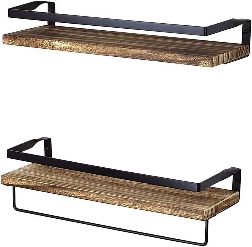 JSEIAJB Suspended Pine Carbonized Rack Wrought Wall-Mounted Storage Rack Wood Storage Wall-Mounted Storage Rack(Multi-Colored)