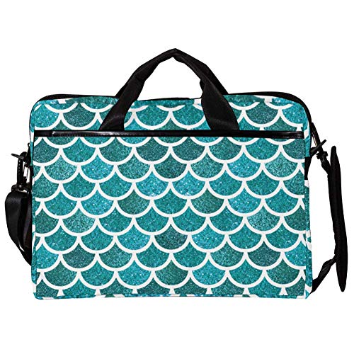 Bolso bandolera para portátil 15 pulgadas maletín escalas verdes con asas y protector acolchado