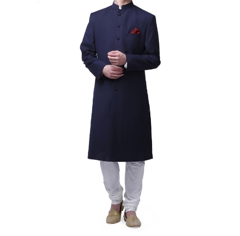 royal kurta Men's Viscose Blend Solid Nehru Sherwani-picture-42