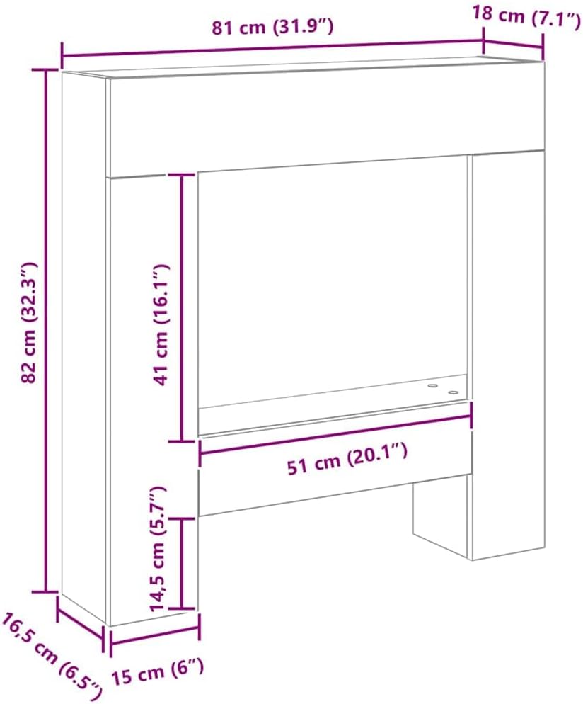 vidaXL Fireplace Surround Black Oak 31.9x7.1x32.3 Engineered Wood