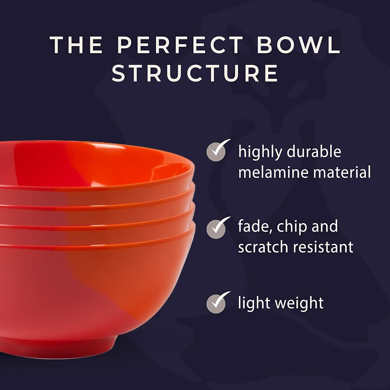 Melamine Serving bowls | Extra Durable Melamine Pasta, Salad Bowl | Shatter-Proof and Chip-Resistant | Dishwasher Safe, BPA Free | Lightweight Dinnerware Set of 4 | Perfect for Parties, Picnics, BBQ
