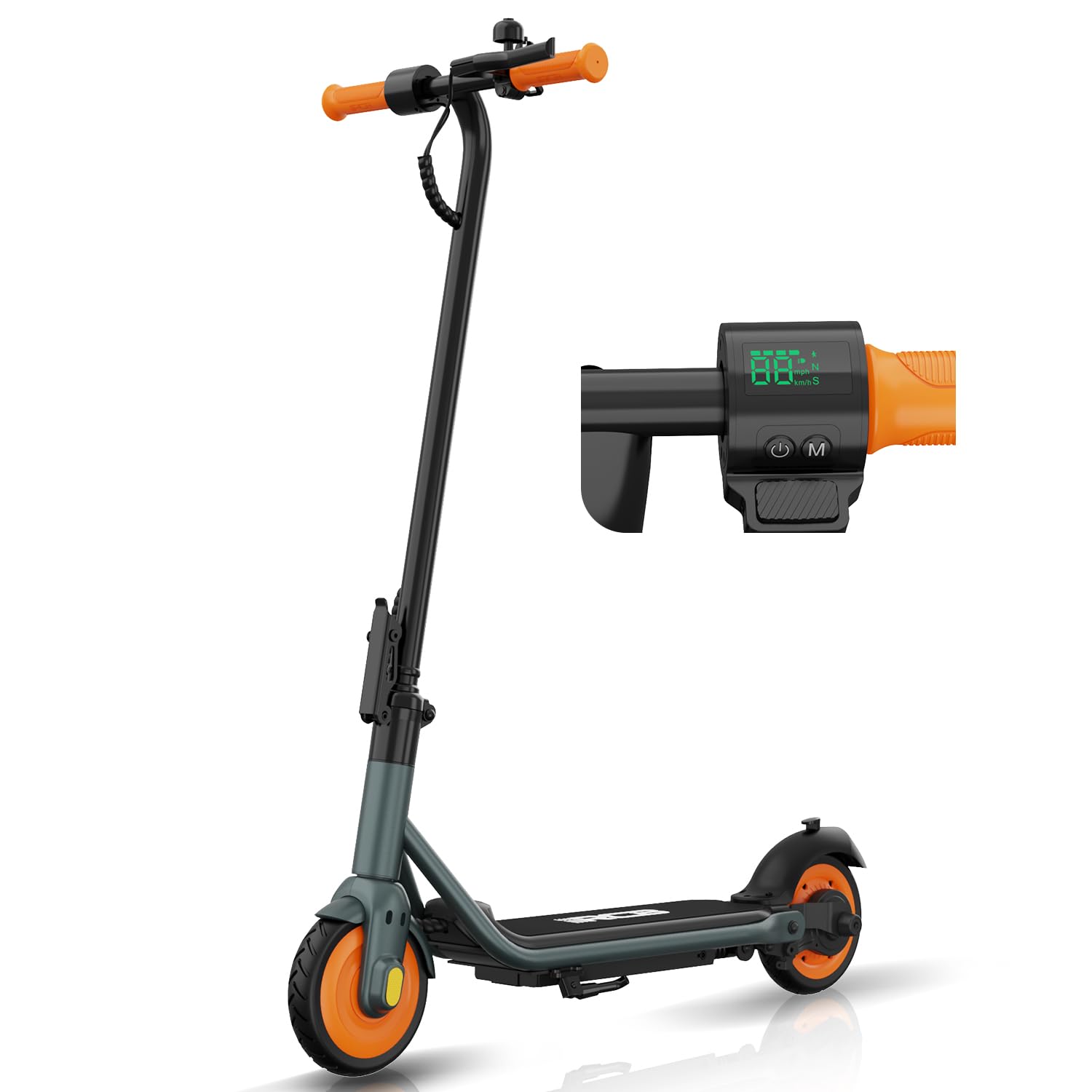 RCB R7X E-Scooter Kinder, Max Reichweite 15KM, Max Geschwindigkeit 15KM/H, 7" Vollgummireifen, Faltbarer Kinder Elektroroller, Stoßdämpfung, Geschenk für Kinder 8-12 Jahre