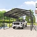 AirWire Carport Canopy 12’X20’ Heavy Duty Car Port Galvanized Steel Roof, Reinforced Stable Triangle Frame for Snowy Windy Metal Carports Enhanced Base Car Tent for Car,RV,Pickup,Boat,Truck,Tractor