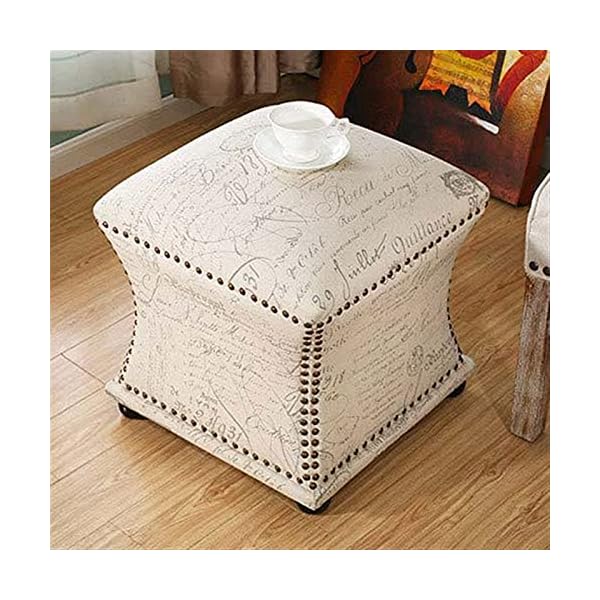 SHTFFW Children's Adult Footstool, Rest Seat with Square Solid Wood Support, Soft Stepped Footstool, Chair Stool, Living Room Balcony, Bedroom Shoe Stool, 46 * 46 * 48cm - Image 4