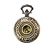 JewelryWe Montre de Poche Quartz Rétro Zodiaque Carte Mondiale Cadran Pendentif Collier Alliage Fantaisie pour Homme et Femme Couleur Bronze avec Sac Cadeau