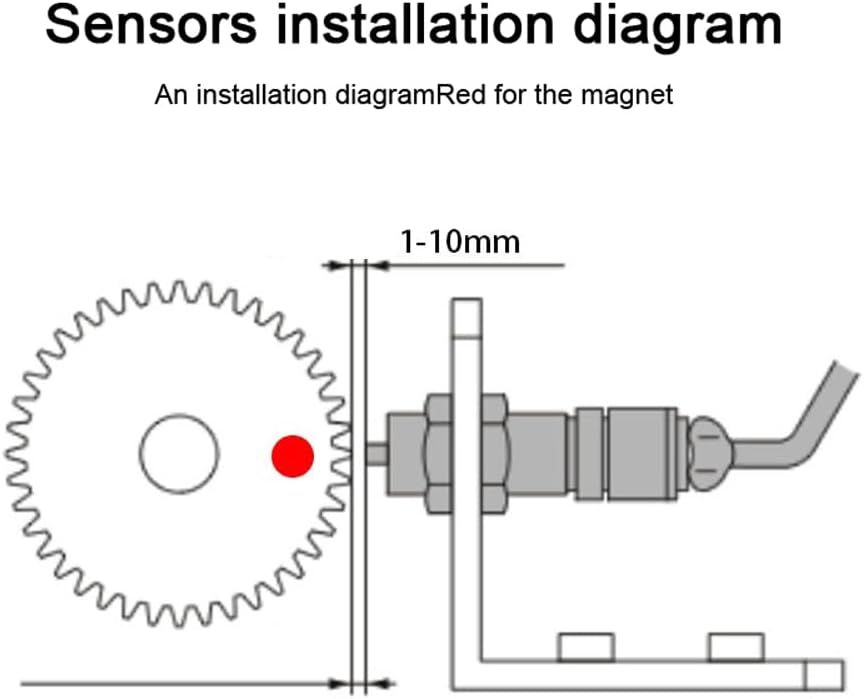 Diagram showing a single magnet installation for the Hall sensor on a gear.