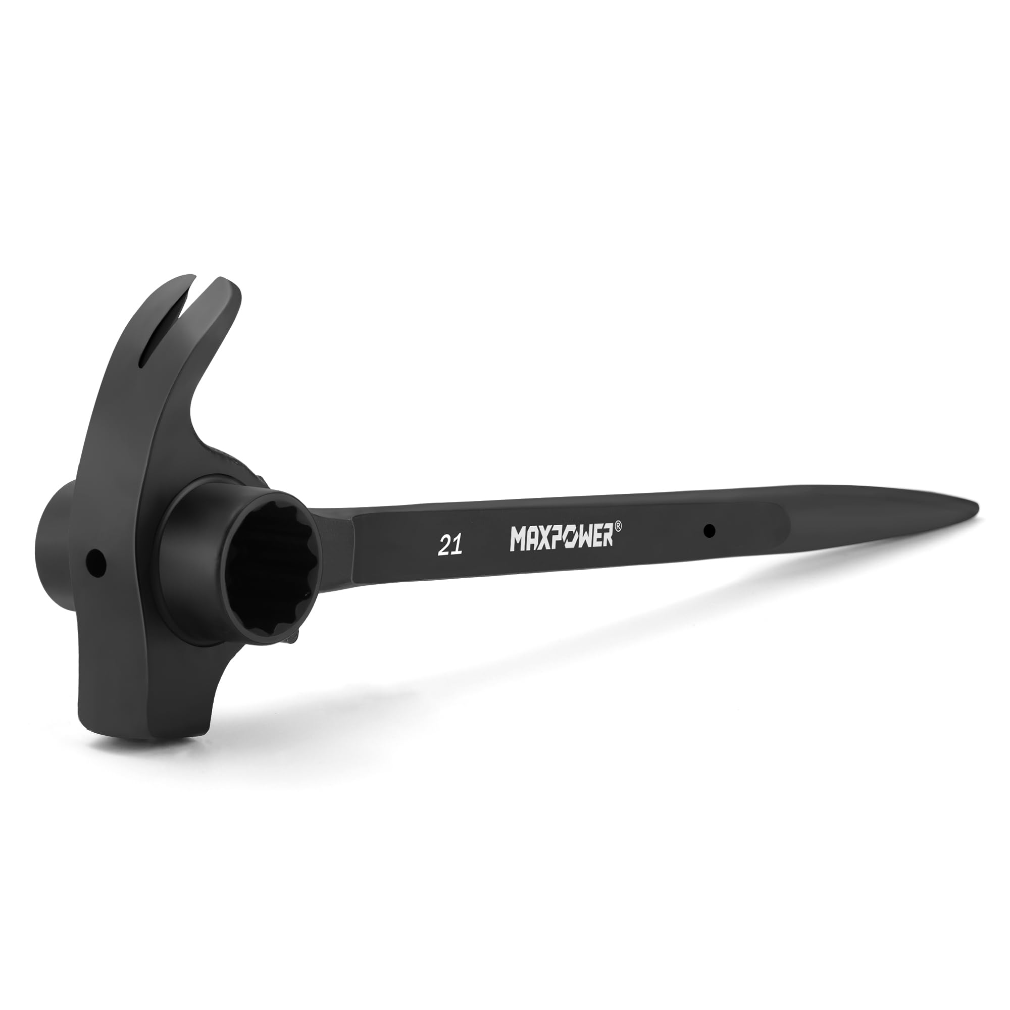 MAXPOWER 19mm x 21mm Ratchet Podger Spanner, Erecting Scaffold Tool Wrench Spanner with Claw Hammer, Crowbar and Nail Puller Function