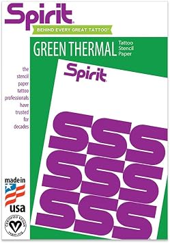 Spirit Green Tattoo Essentials Bundle: 100 Sheets Thermal Transfer Paper & 14-Inch Blue Carrier