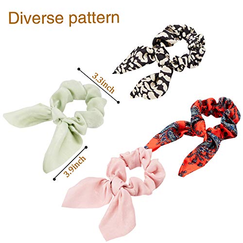 24 Pieces Hair Scrunchies Soft Scarves Scrunchies Elastic Hair Bands Bow Hair Ties Rabbit Ears Scrunchy Ponytail Holder Hair Accessories For Women Girls (Style A) #TOP1