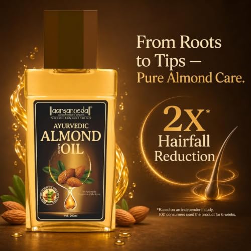 Image of Aryanveda Ayurvedic Almond & Olive Hair Oil With Italian Olive & Mamra Badam, Anti - Hairloss, Anti -Dandruff & Anti- Graying, For All Hair Types 200ml (Pack of 3)