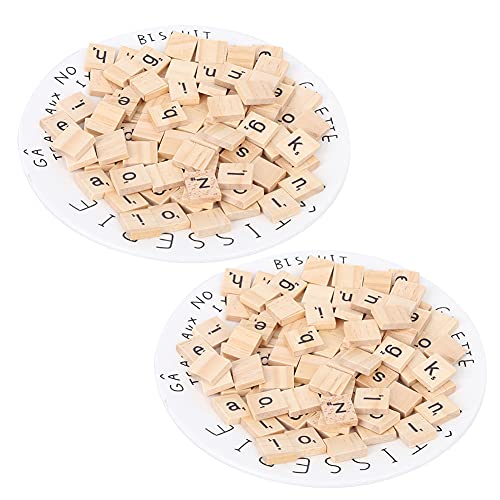 Wooden Tiles, 2 Set Wood Letter Tiles Letters Crafts English Words miniatura 1