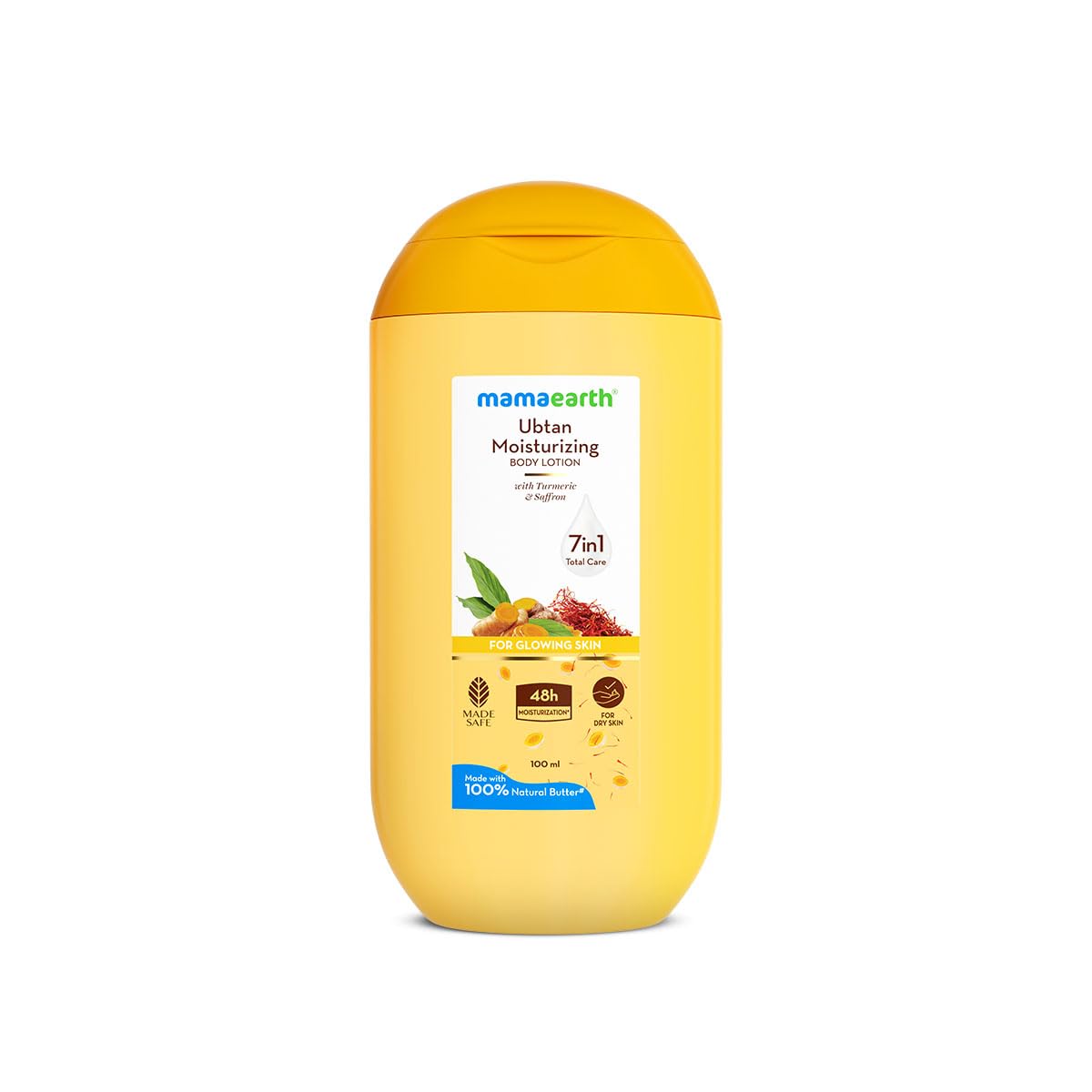 Mamaearth Ubtan Moisturizing Body Lotion with Turmeric & Saffron for Glowing Skin - 100 ml |48H Moisturization | Nourishes Dry Skin | 7in1 Total Care | 100% Natural Butter | Non-Greasy Smooth Skin-image-37