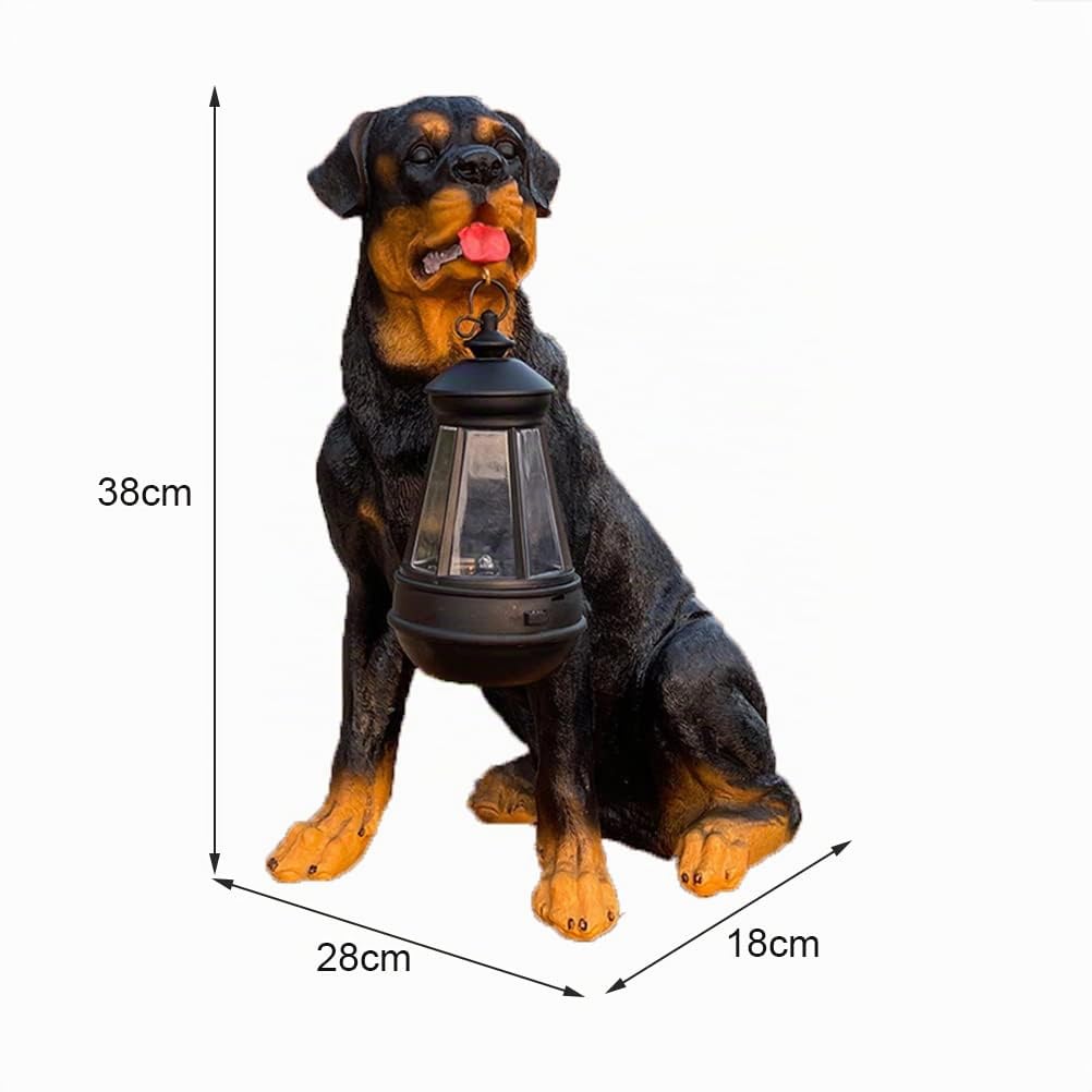 Solar Tiere für Außen Garten, Hunde-Skulptur Solarlampen für Außen Garten Deko Solartierskulptur Gartenfigur Solarleuchten im Freien Tierleuchten Großer Hund Deko mit Solarbeleuchtung,Rottweiler