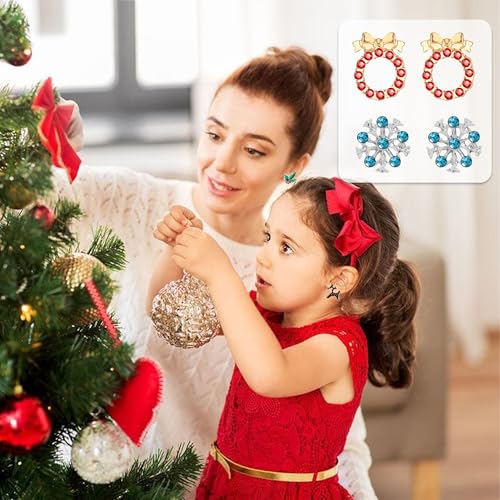 23 Pairs Christmas Earrings for Women Xmas Holiday Dangle Earrings Christmas Stud Tree Snowflake Bow Bells Light Earrings Bulk Cute Christmas Party Jewelry Gifts - Image 5