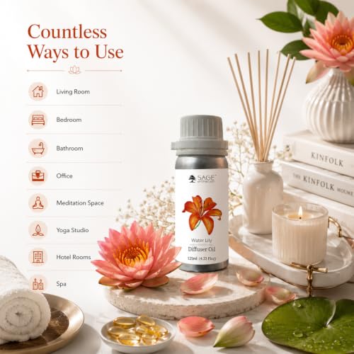 Image of Sage Apothecary Waterlily Diffuser Oil Natural Aromatherapy Oil for Sleep and Relaxation - 125 ml