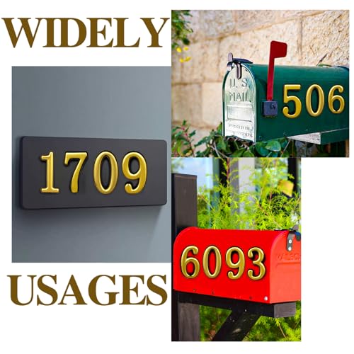 Image of opasyo 20 Pieces Mailbox Numbers for Outside 3.8 inch 0-9 Self-Adhesive Mail Box Numbers,3D Gold House Numbers for Mailbox, Apartment, House, Trash Bins,Office Hotel Room (Gold, 3.8inch)