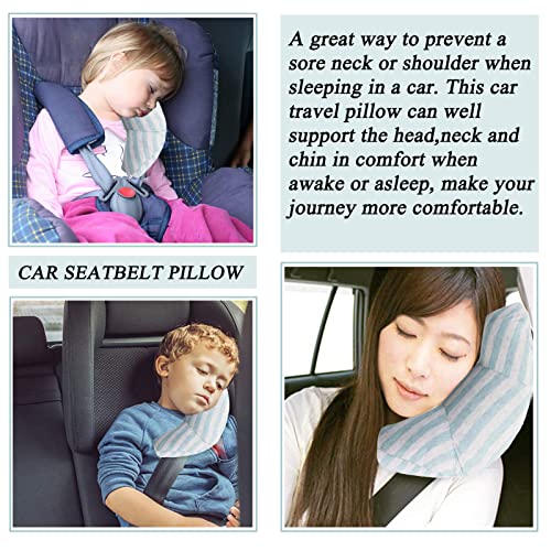 Image of Car Seat Travel Pillow Neck Support Cushion Pad for Kids, WenMei Super Soft Headrest Shoulder Pad in Car, Universal Safety Belt Sleeping Pillow for Children Adults, Compatible with All Cars (Green)