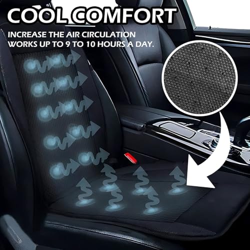 ZONETECH Cooling Car Seat Cushion - Black 12V Automotive Adjustable Temperature Comfortable Cooling Car Seat Cushion - Image 4