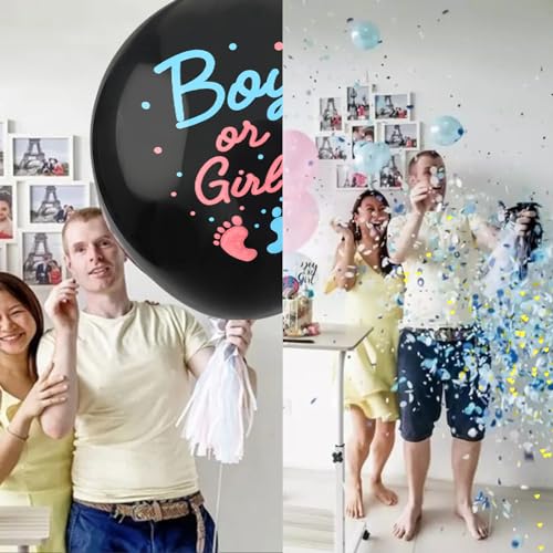 Slergut 5GENDERBA Gender Reveal Balloon Gender Reveal Ideas Baby Boy Or Girl Balloon Black 36 Inch Gender Reveal Confetti Balloon Kit With Blue Pink Confetti For Baby Reveal Ideas Party Supplies Baby Shower Decorations thumb #5