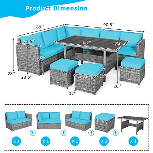 image for Tangkula 7 Pieces Patio Furniture Set, Outdoor Sectional Rattan Sofa S