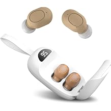 Digital Hearing Amplifier Rechargeable Aids for Seniors & Adults, One-Button Control, Noise-Cancelling, No Squealing, Magnetic Charging Case with LED Display, Lanyard white-Xing