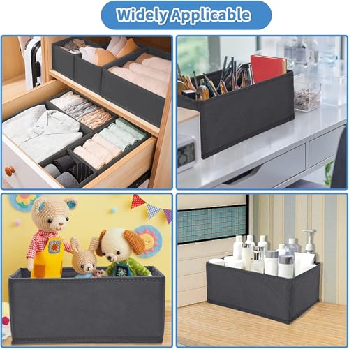 Image of House of Quirk Non-Woven Foldable Cloth Storage Box Closet Dresser Drawer Clothing Organizer Containers Divider With Drawers For Underwear, Bras, Socks, Ties, Scarves, Set Of 8 (Grey Mystery)