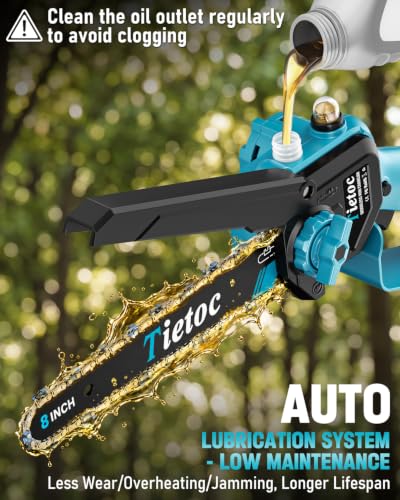 Image of TIETOC 2-in-1 Brushless Pole Saw for Tree Trimming - 8 /6 inch Mini Electric Chainsaw with 2x4000mAh Batteries, Auto Oiling, Tool-Free Adjustment,Cordless Battery Powered Saw for Home Garden Branch Cutting