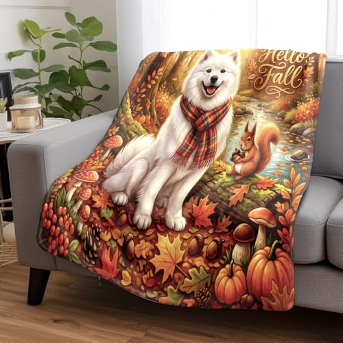Couverture samoyède d'automne en flanelle de qualité premium