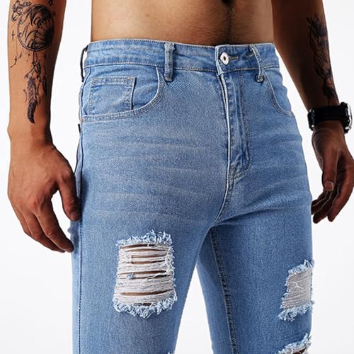 Men's Denim Pants Vintage Stretch Ripped Distressed Slim Fit Tapered Jeans Utility Carpenter Jeans Pants 80s Outfits4