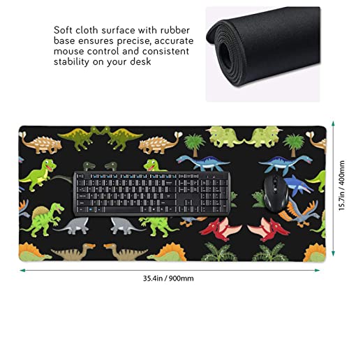 Kreskówkowe obrazy dinozaurów podkładka pod mysz 40 x 90 cm duża podkładka pod mysz do gier do biura, gier, PC, laptopa, biurka