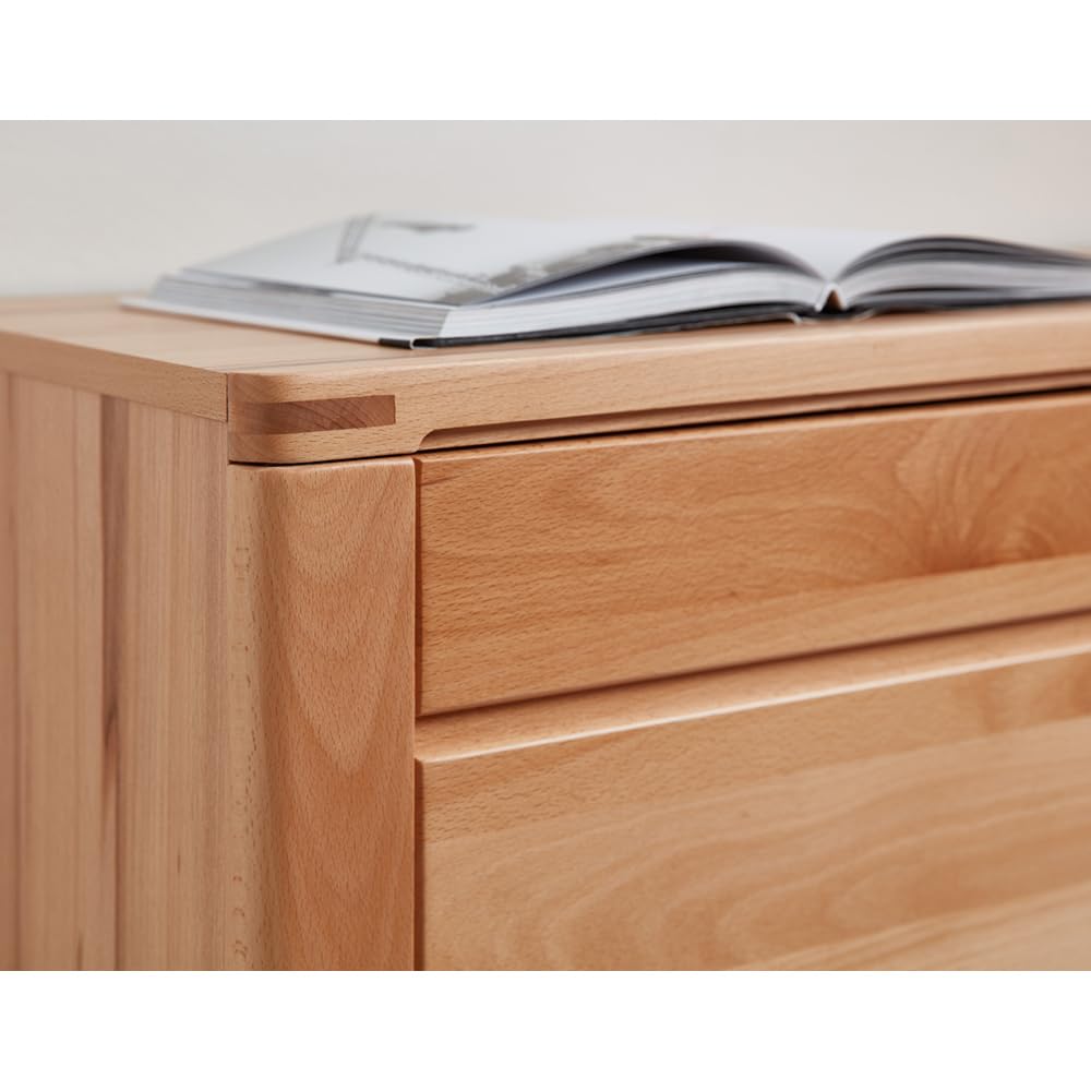 Lomadox Wohnzimmer Esszimmer Highboard Anrichte Kommode inkl. Beleuchtung, Front Kernbuche massiv
