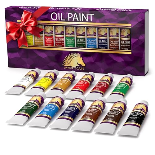 Myartscape Oil Paint Set - 21ml x 12 Tubes - Artist Quality - Lightfast - Heavy Body - Highly Pigmented Oil-based Colors - Excellent Coverage - Professional Painting Supplies