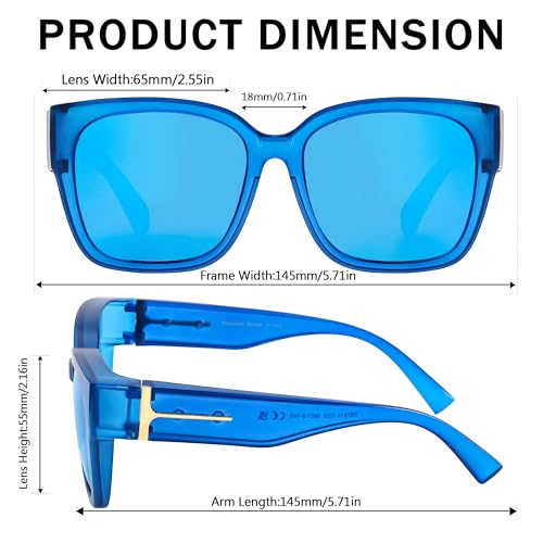 Image of SIPHEW Mirrored Sunglasses Polarized Fit Over Glasses for Women - Trendy Large Square w UV400 Protection Sun Glasses