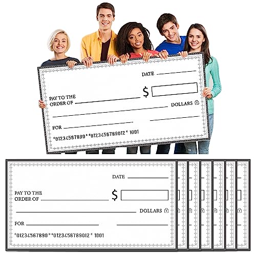 12 Pcs Giant Blank Big Checks for Presentations 30 x 16 Inch Fake Paper Novelty Funny Jumbo Check for Awards Donation Fundraisers Award Prize Endowment